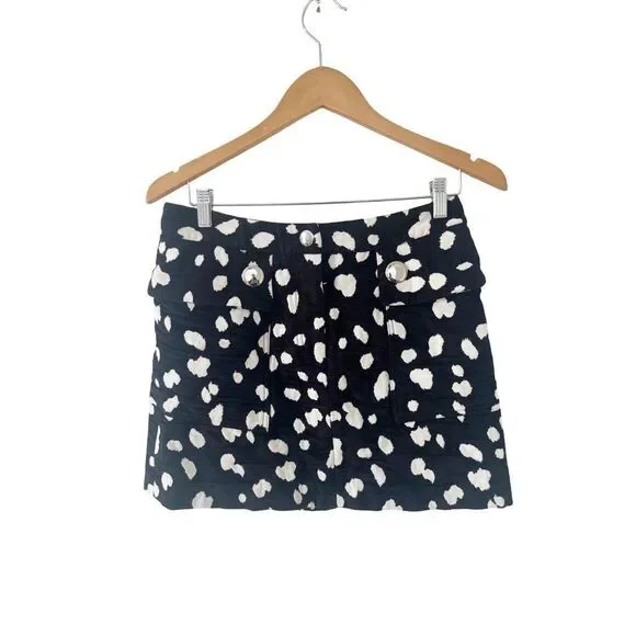 Adam Lippes Black White Spotted Pattern Jacquard‎ Mini Skirt - Picture 2 of 9